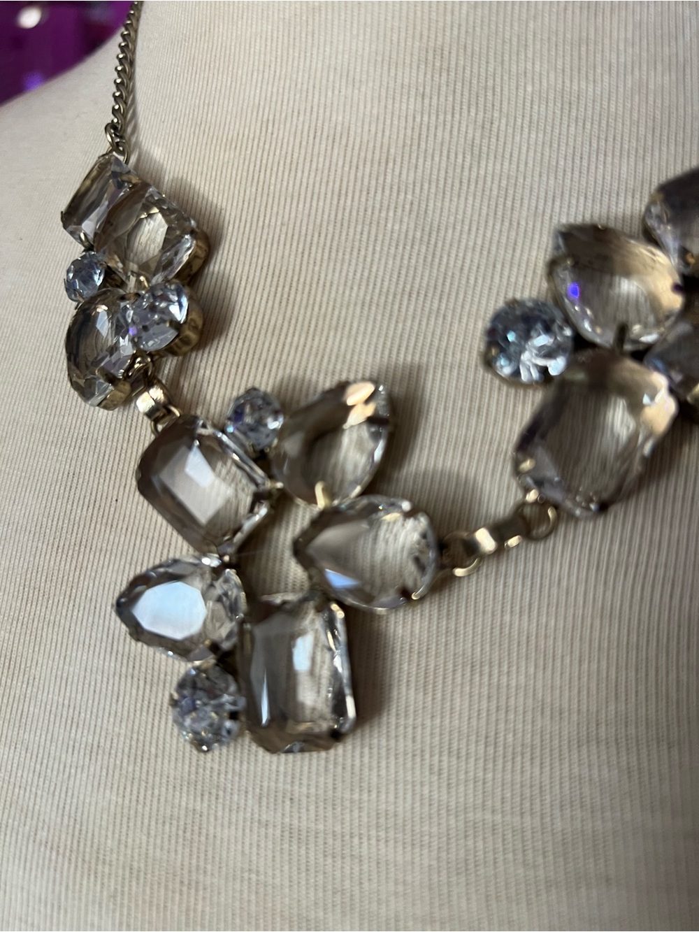 Charming Charlie Smoky Crystal Statement Necklace